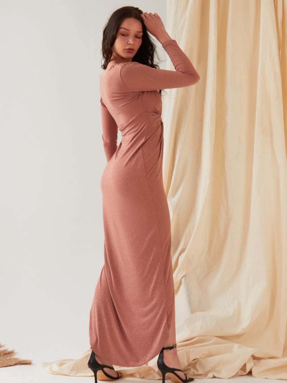 Marciano NWT Floor Length Maxi Dress in Rose Gold